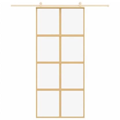 Sliding Door Gold 90x205 cm Clear ESG Glass and Aluminium