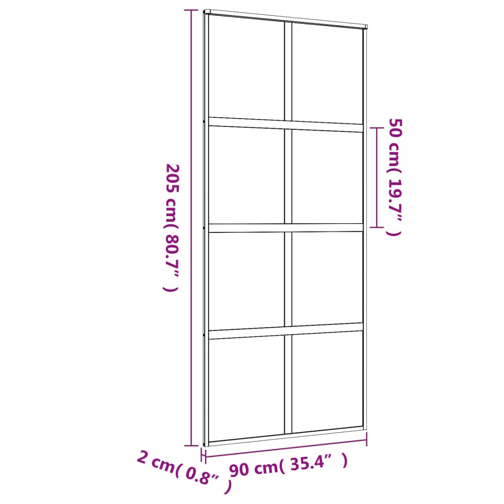 Sliding Door Gold 90x205 cm Clear ESG Glass and Aluminium