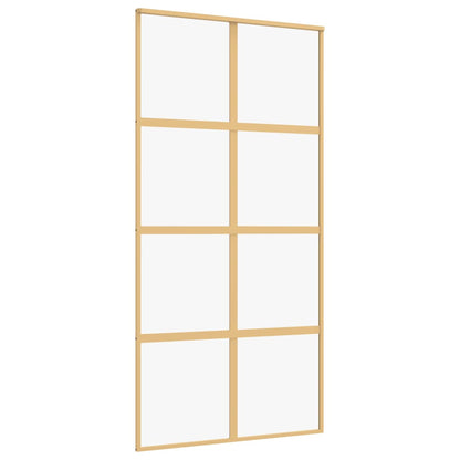 Sliding Door Gold 102.5x205 cm Clear ESG Glass and Aluminium