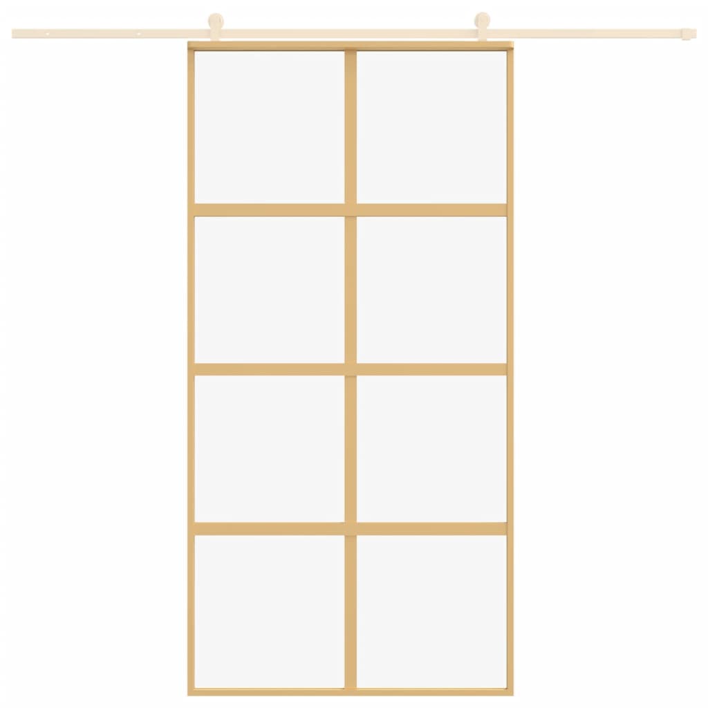 Sliding Door Gold 102.5x205 cm Clear ESG Glass and Aluminium