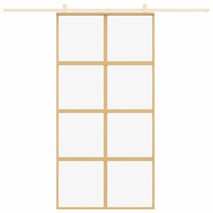 Sliding Door Gold 102.5x205 cm Clear ESG Glass and Aluminium