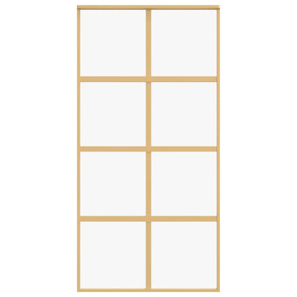 Sliding Door Gold 102.5x205 cm Clear ESG Glass and Aluminium