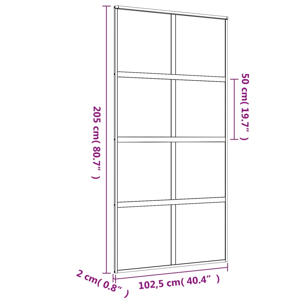 Sliding Door Gold 102.5x205 cm Clear ESG Glass and Aluminium