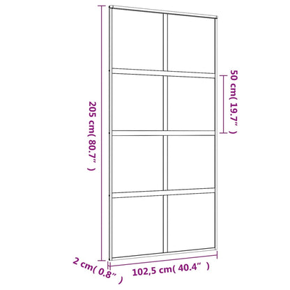 Sliding Door Gold 102.5x205 cm Clear ESG Glass and Aluminium