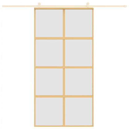 Sliding Door Gold 102.5x205 cm Frosted ESG Glass and Aluminium