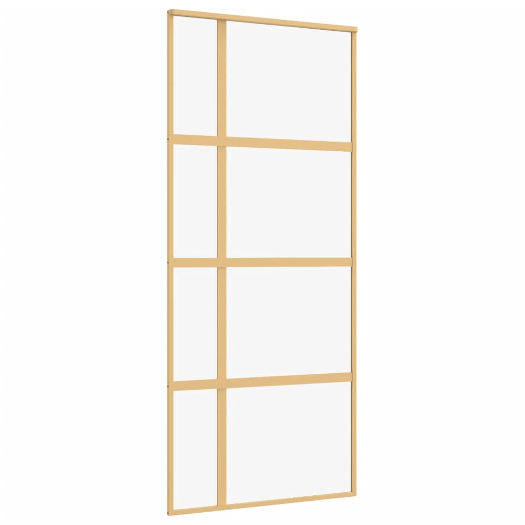 Sliding Door Gold 90x205 cm Clear ESG Glass and Aluminium