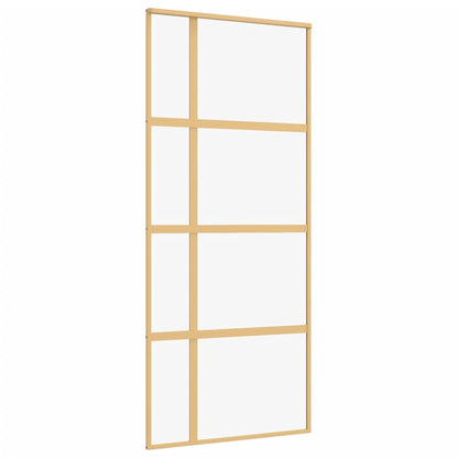 Sliding Door Gold 90x205 cm Clear ESG Glass and Aluminium