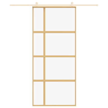 Sliding Door Gold 90x205 cm Clear ESG Glass and Aluminium