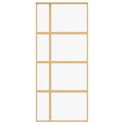 Sliding Door Gold 90x205 cm Clear ESG Glass and Aluminium