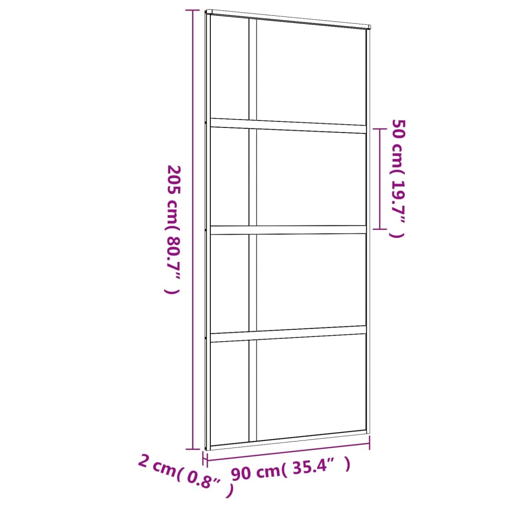 Sliding Door Gold 90x205 cm Clear ESG Glass and Aluminium