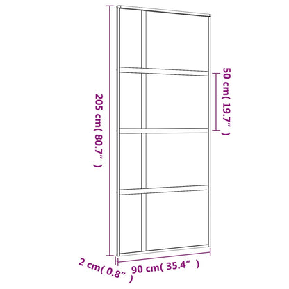 Sliding Door Gold 90x205 cm Clear ESG Glass and Aluminium