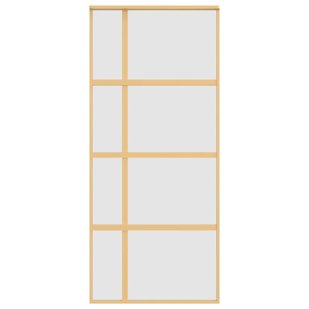 Sliding Door Gold 90x205 cm Frosted ESG Glass and Aluminium