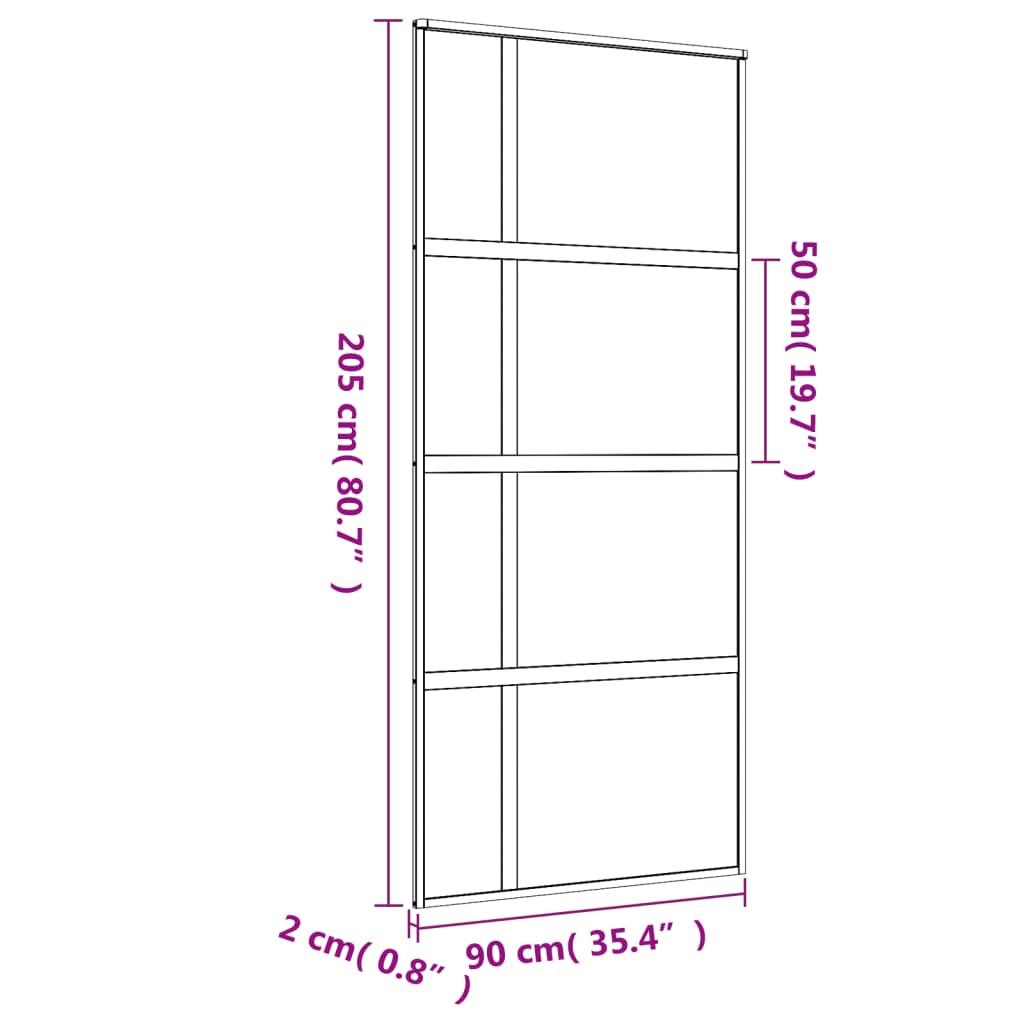 Sliding Door Gold 90x205 cm Frosted ESG Glass and Aluminium