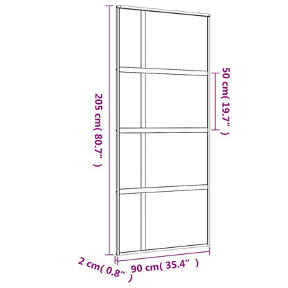 Sliding Door Gold 90x205 cm Frosted ESG Glass and Aluminium