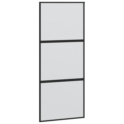 Sliding Door Black 90x205 cm Tempered Glass and Aluminium