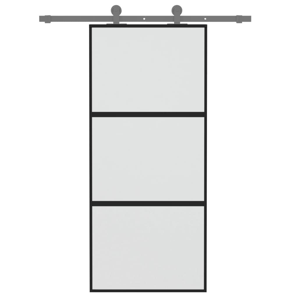 Sliding Door Black 90x205 cm Tempered Glass and Aluminium