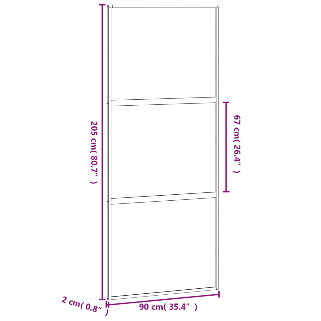 Sliding Door Black 90x205 cm Tempered Glass and Aluminium