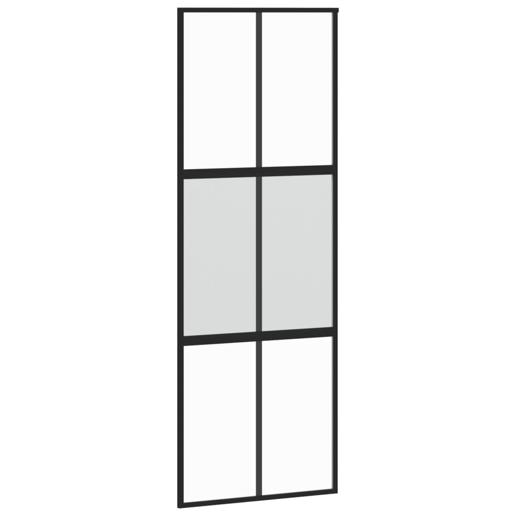 Sliding Door Black 76x205 cm Tempered Glass and Aluminium