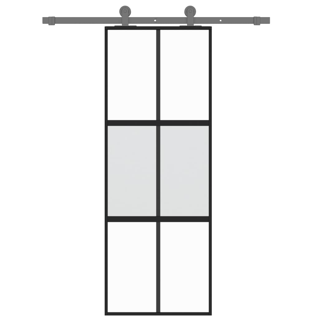 Sliding Door Black 76x205 cm Tempered Glass and Aluminium