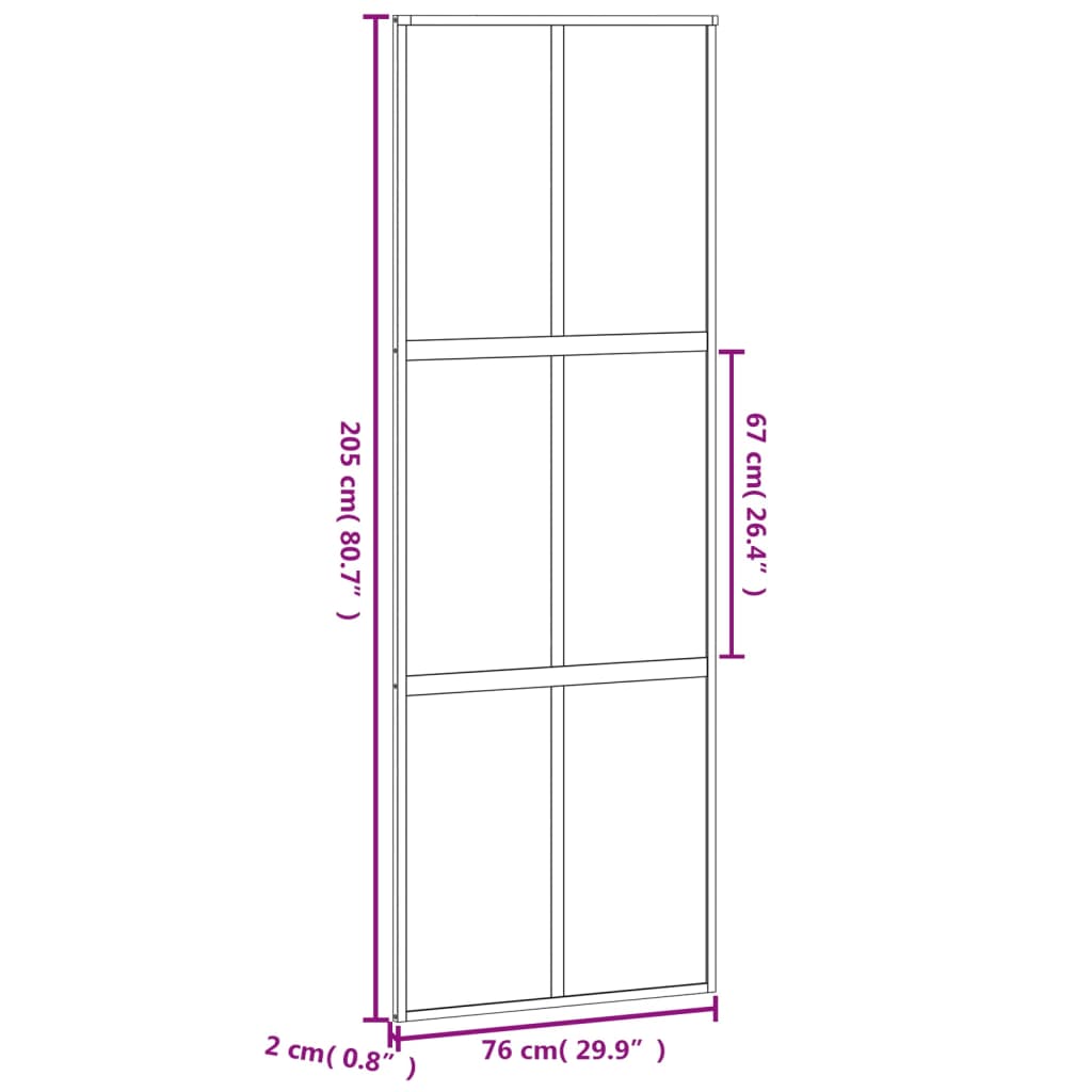 Sliding Door Black 76x205 cm Tempered Glass and Aluminium