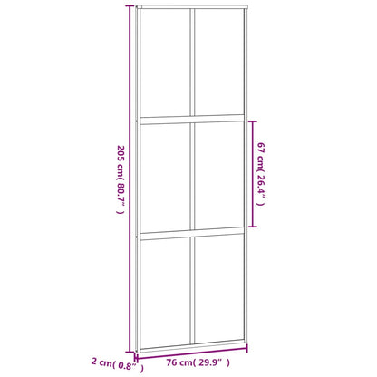 Sliding Door Black 76x205 cm Tempered Glass and Aluminium