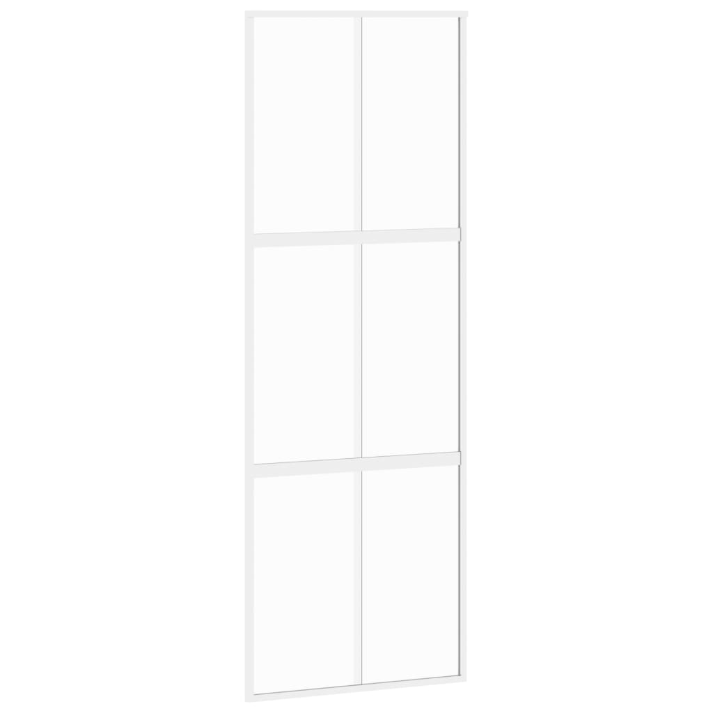 Sliding Door White 76x205 cm Tempered Glass and Aluminium