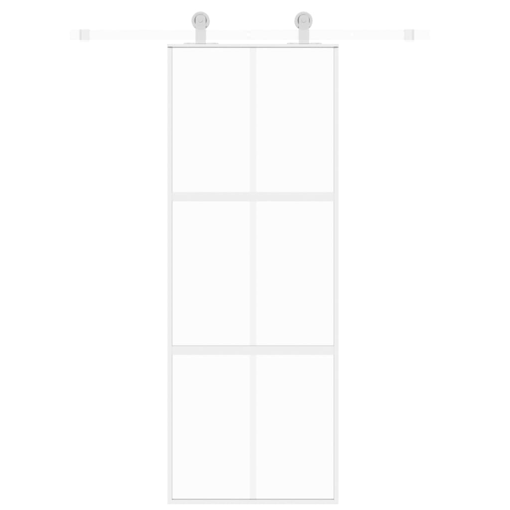 Sliding Door White 76x205 cm Tempered Glass and Aluminium