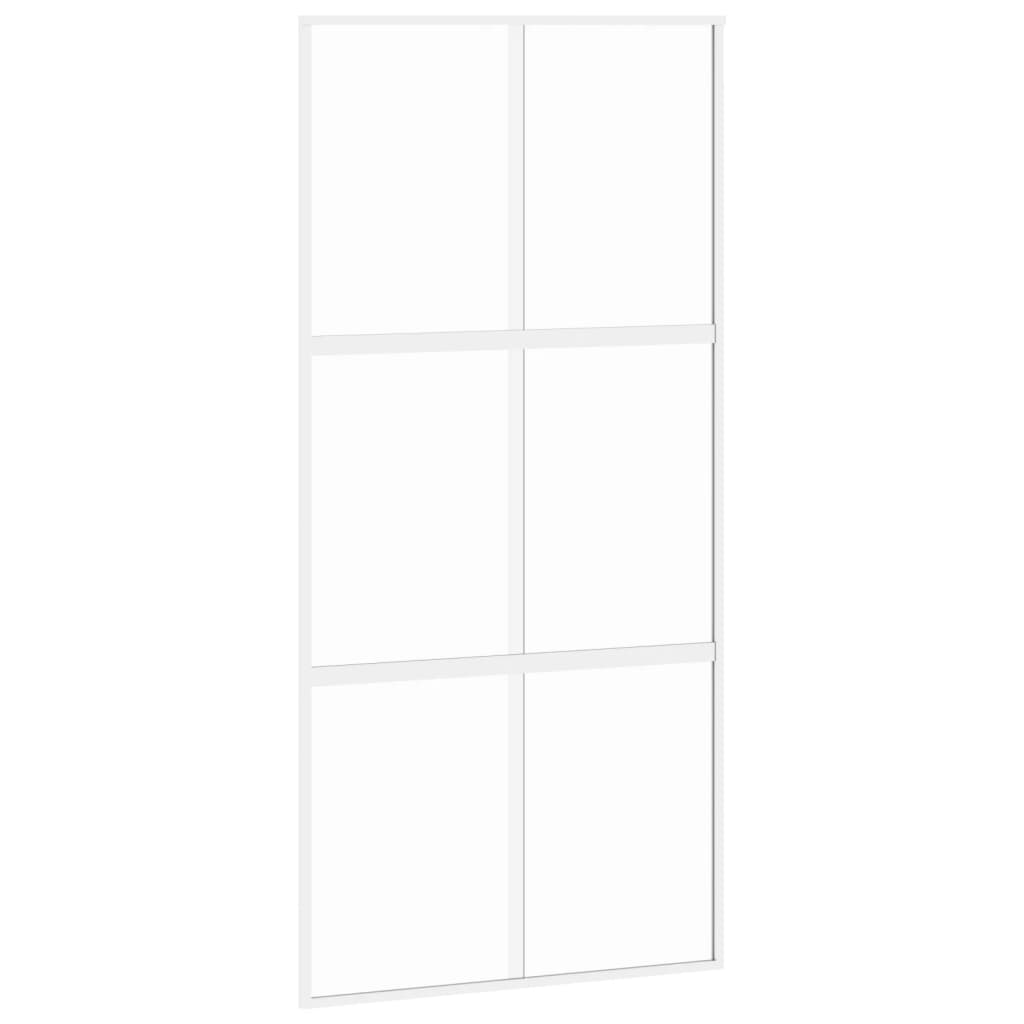 Sliding Door White 102.5x205 cm Tempered Glass and Aluminium