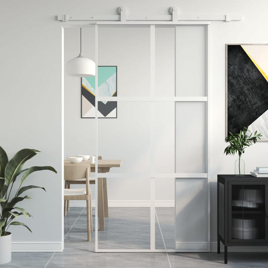 Sliding Door White 102.5x205 cm Tempered Glass and Aluminium