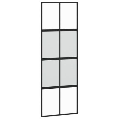 Sliding Door Black 76x205 cm Tempered Glass and Aluminium