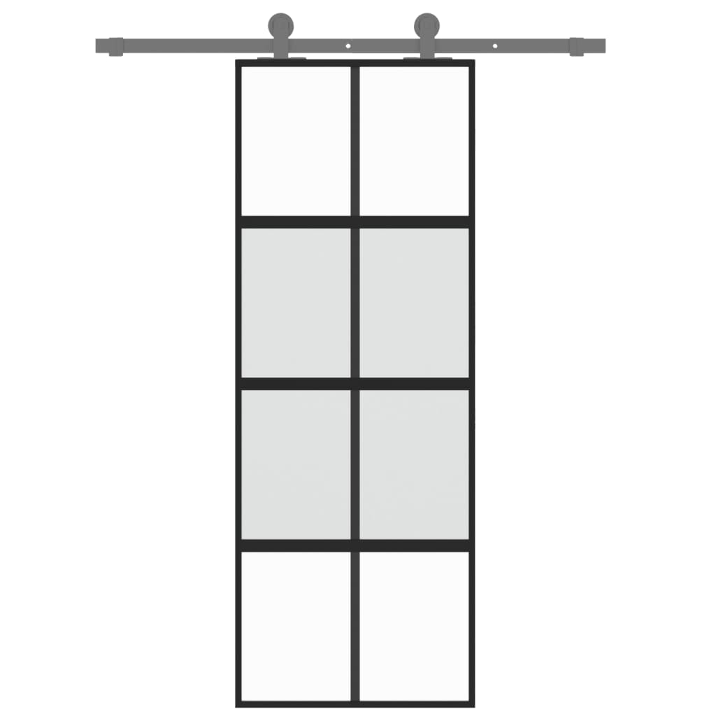 Sliding Door Black 76x205 cm Tempered Glass and Aluminium