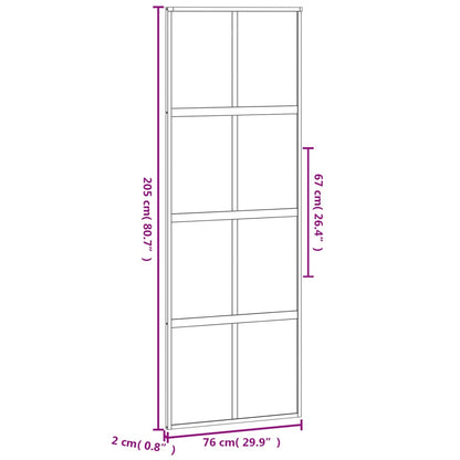 Sliding Door Black 76x205 cm Tempered Glass and Aluminium