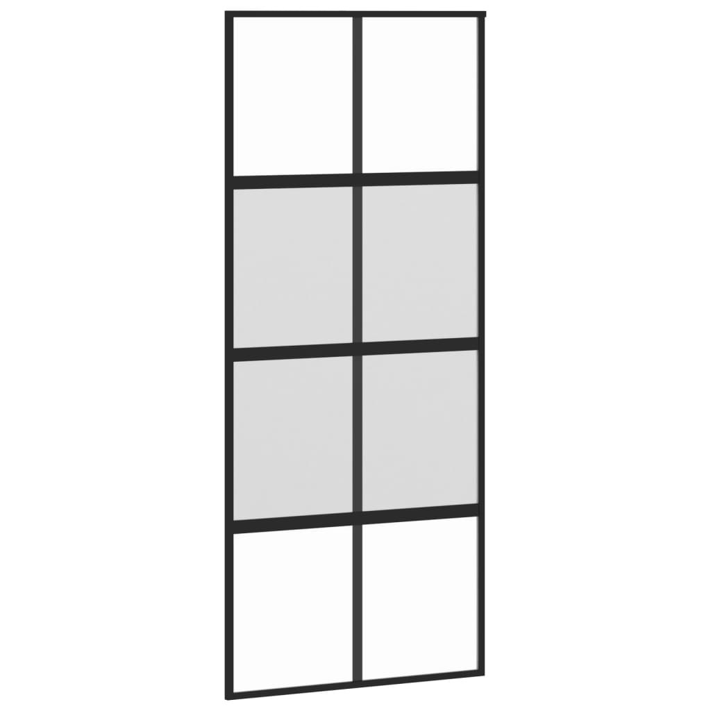 Sliding Door Black 90x205 cm Tempered Glass and Aluminium