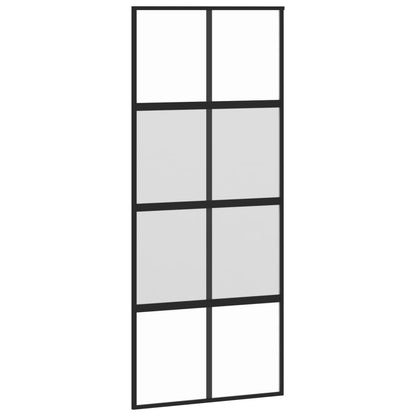 Sliding Door Black 90x205 cm Tempered Glass and Aluminium