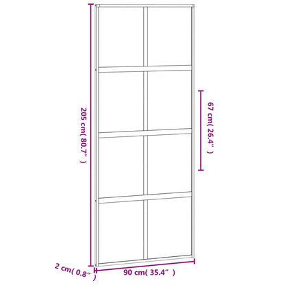 Sliding Door Black 90x205 cm Tempered Glass and Aluminium