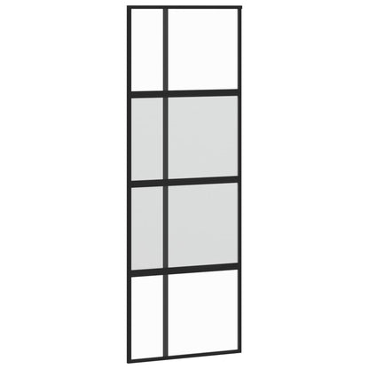 Sliding Door Black 76x205 cm Tempered Glass and Aluminium