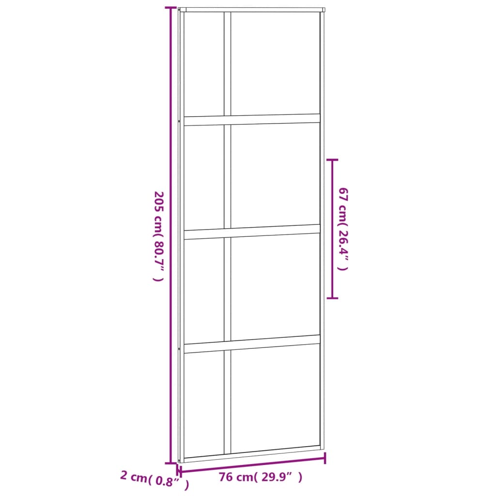 Sliding Door Black 76x205 cm Tempered Glass and Aluminium