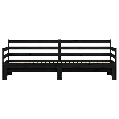 Daybed with Trundle without Mattress Black 90x200 cm Solid Wood