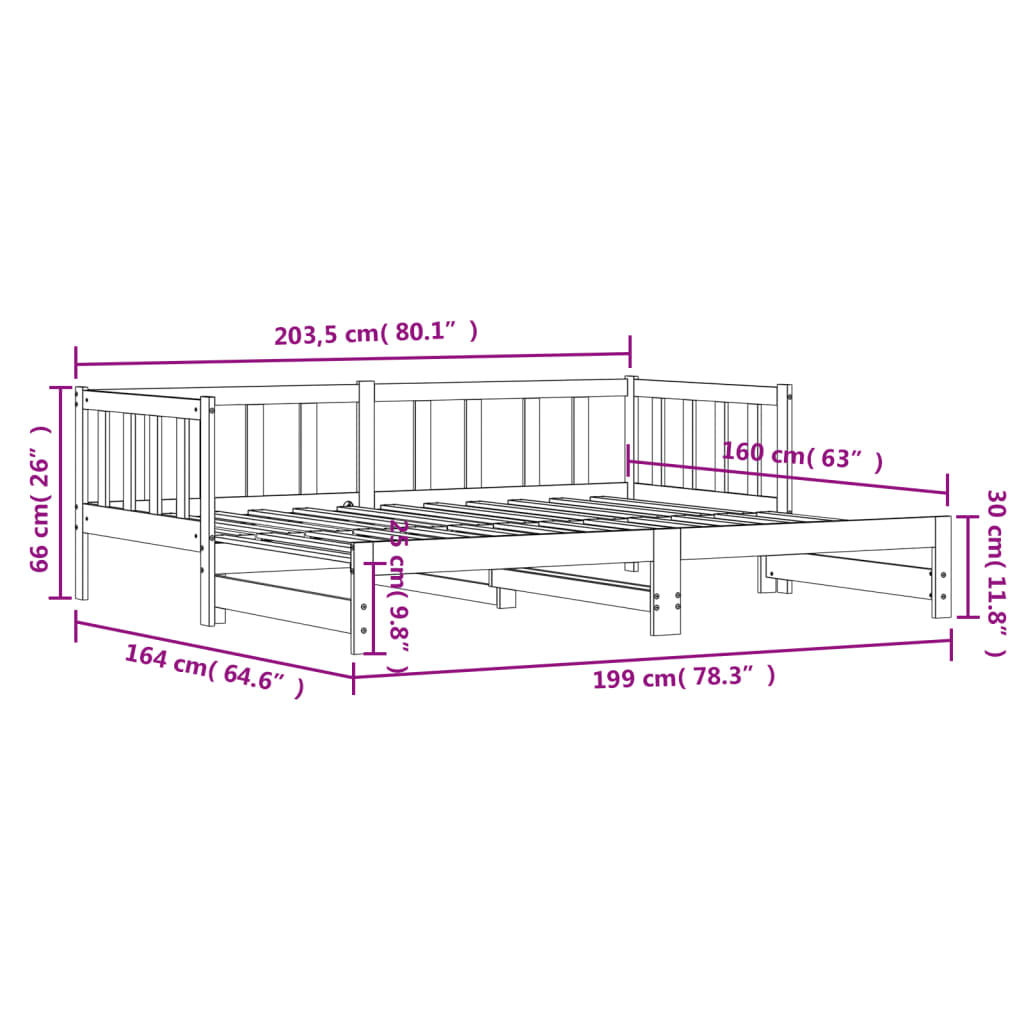 Day Bed with Trundle White 80x200 cm Solid Wood Pine