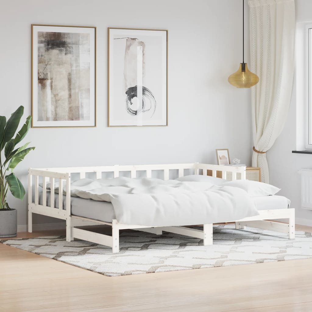 Day Bed with Trundle White 80x200 cm Solid Wood Pine