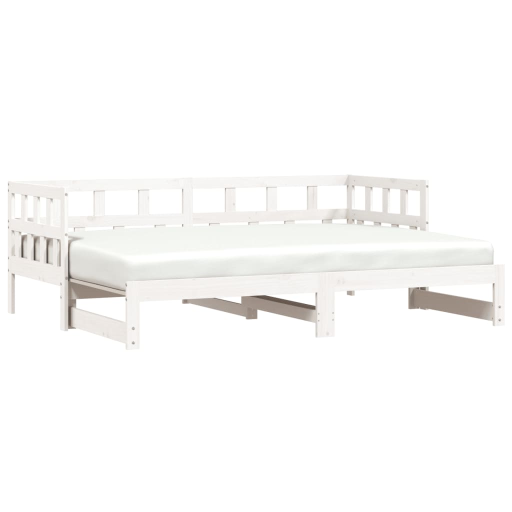 Daybed with Trundle without Mattress White 80x200 cm Solid Wood