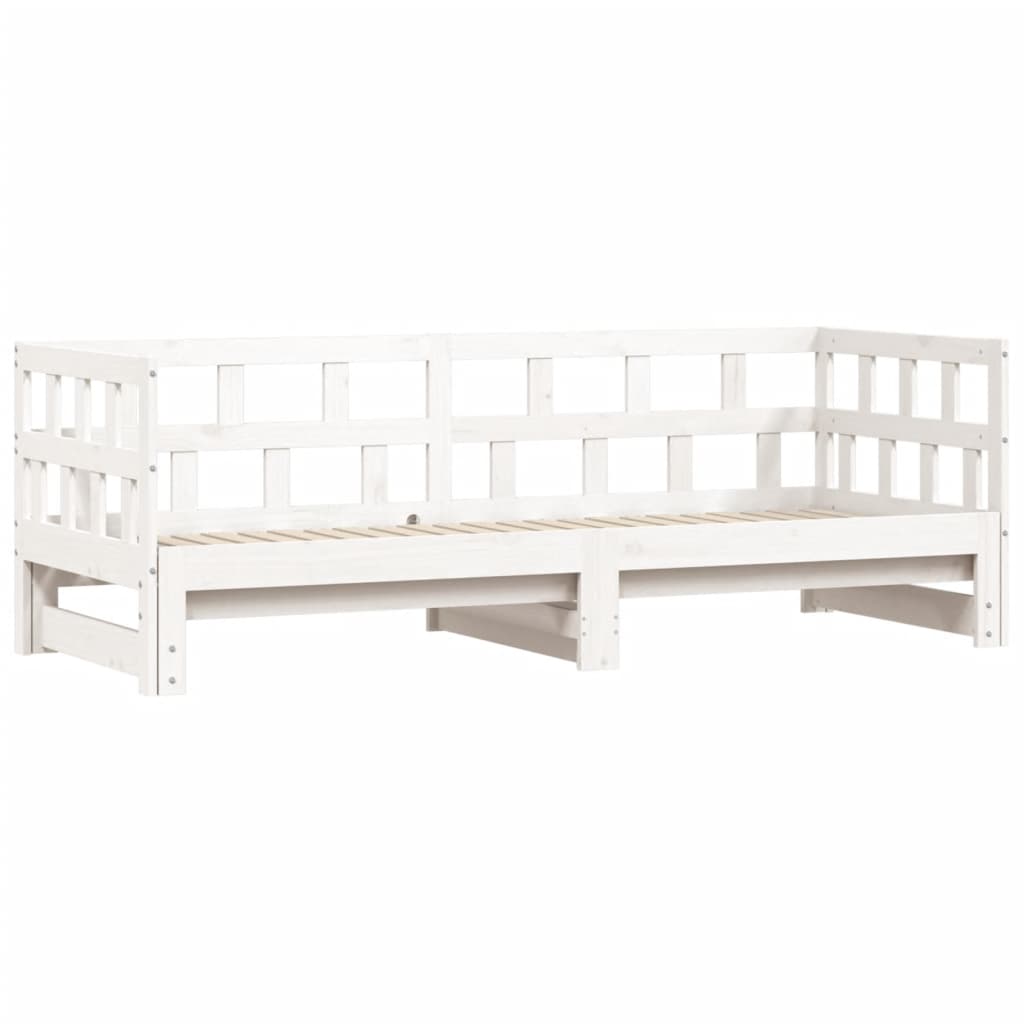 Daybed with Trundle without Mattress White 80x200 cm Solid Wood