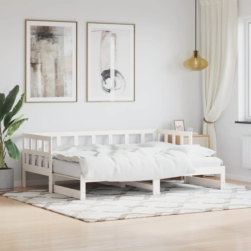 Daybed with Trundle without Mattress White 80x200 cm Solid Wood