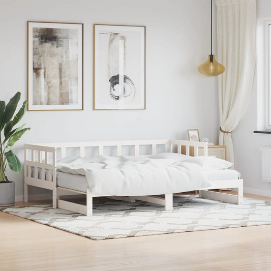 Daybed with Trundle without Mattress White 80x200 cm Solid Wood