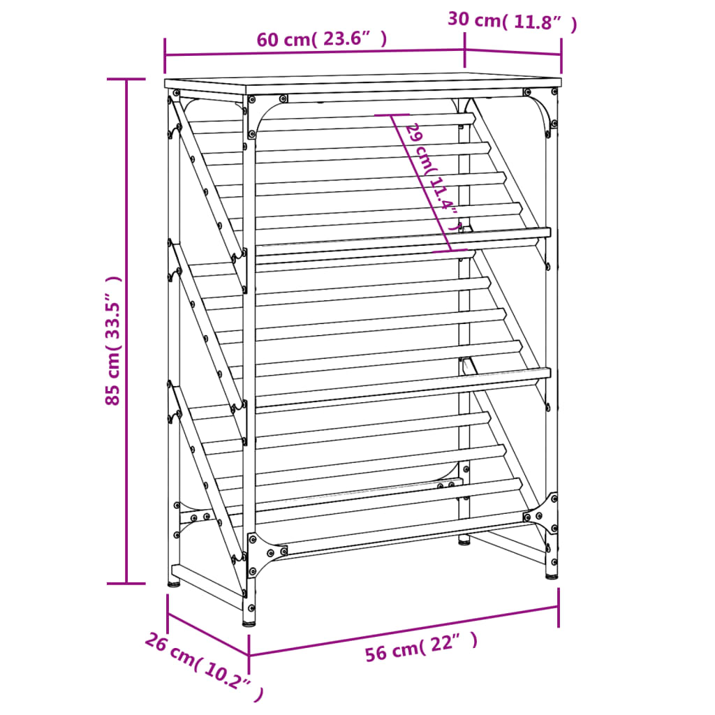 Shoe Rack Brown Oak 60x30x85 cm Engineered Wood