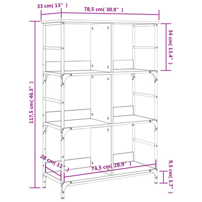 Bookshelf Sonoma Oak 78.5x33x117.5 cm Engineered Wood