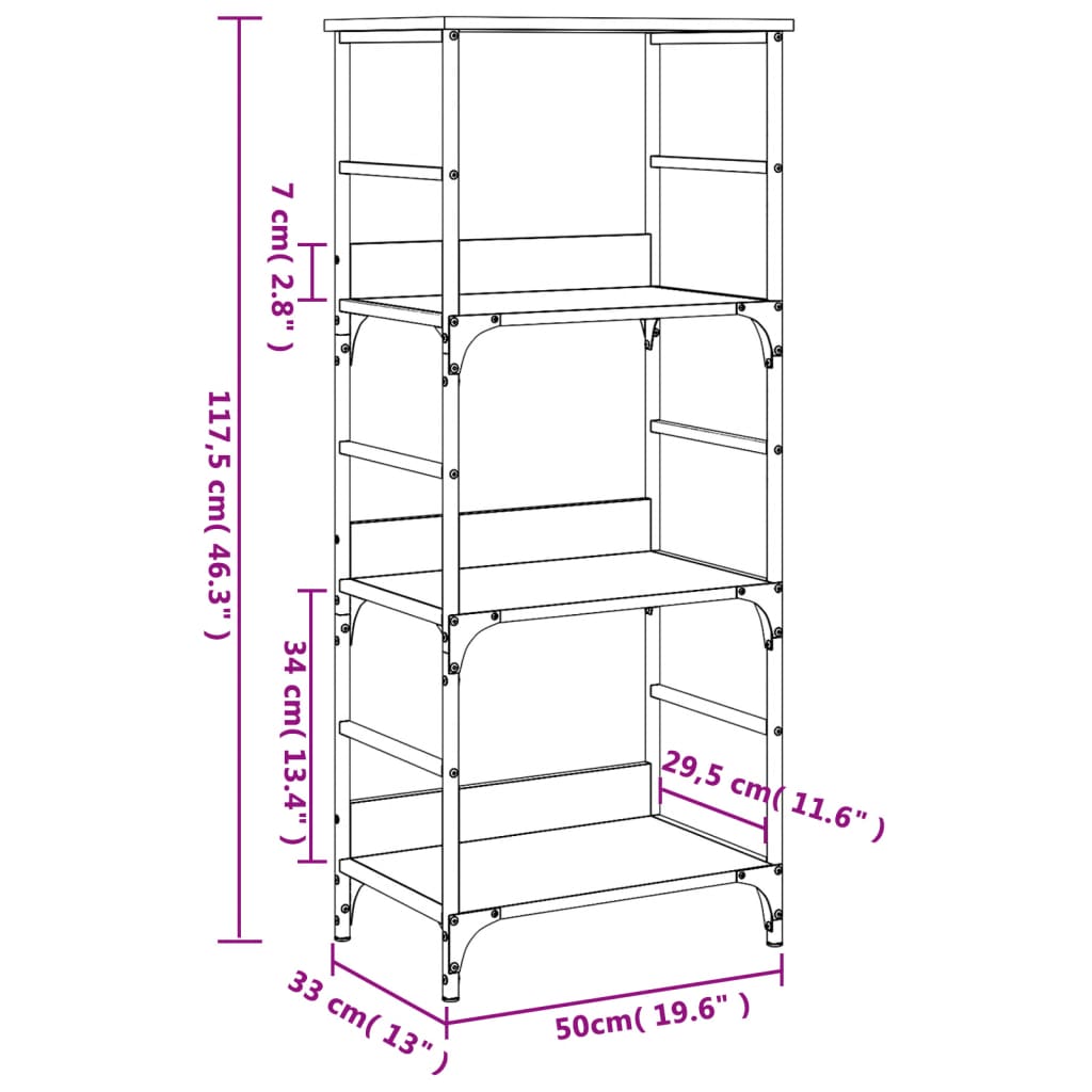 Bookshelf Sonoma Oak 50x33x117.5 cm Engineered Wood