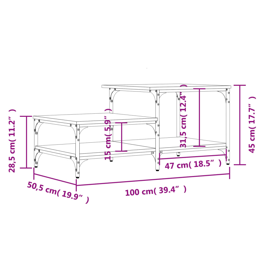 Coffee Table Brown Oak 100x50.5x45 cm Engineered Wood