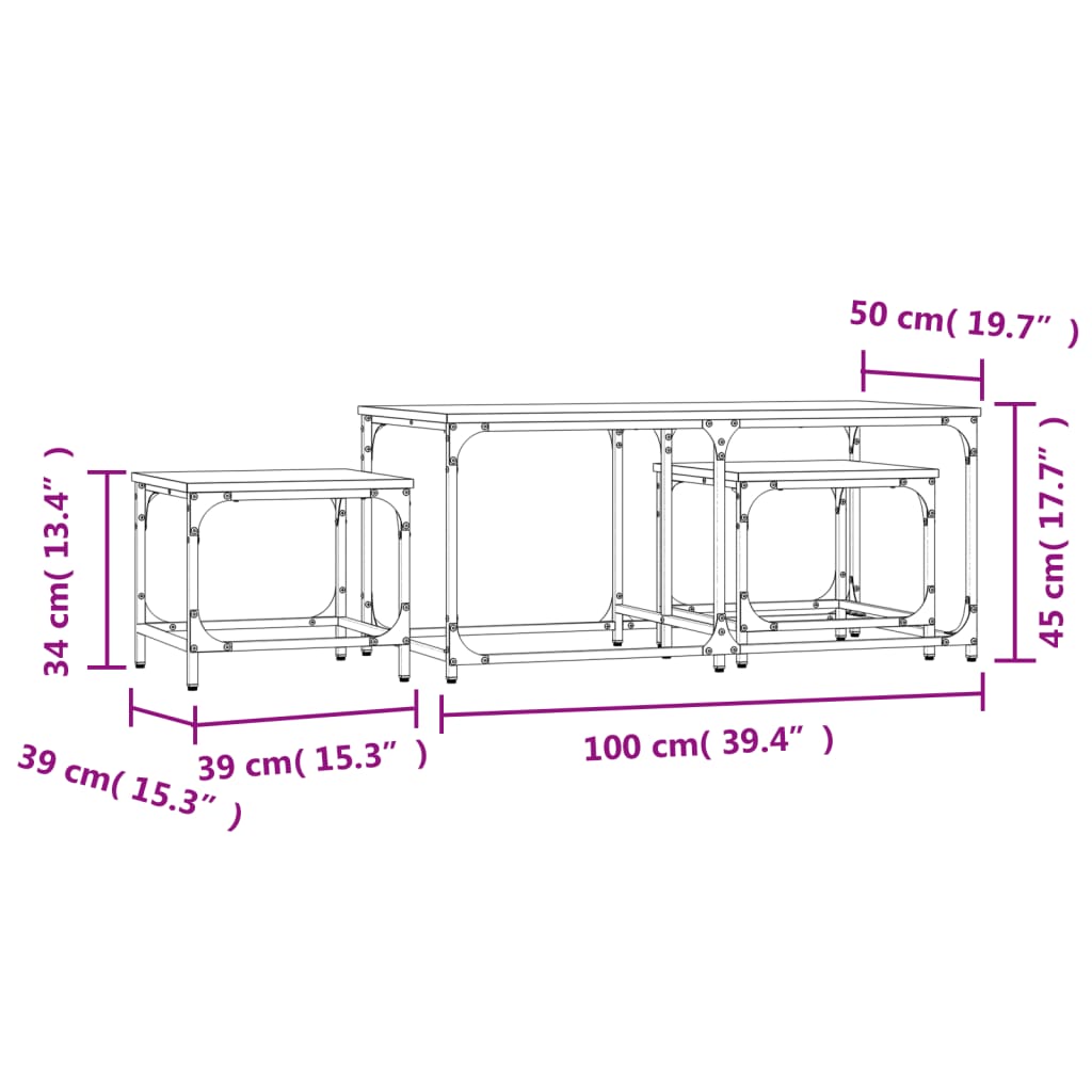 Nesting Coffee Tables 3 pcs Grey Sonoma Engineered Wood