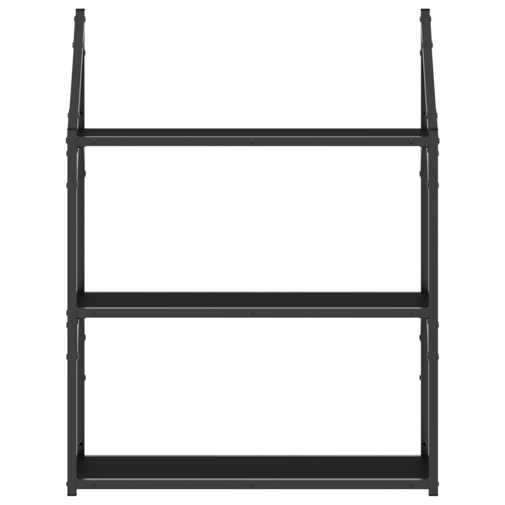 3-Tier Wall Shelf Black 60x21x78.5 cm Engineered Wood